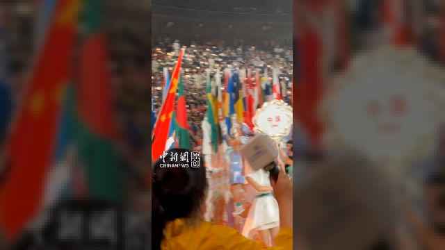 为技能健儿喝彩！世界技能大赛开幕式现场，中国代表团入场